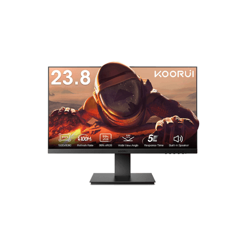 KOORUI P02 Monitor 23.8 Inch FHD IPS Display 100Hz Refresh Rate Up to 5ms Response Time Free-Sync & G-Sync Technologies Built-In Speakers