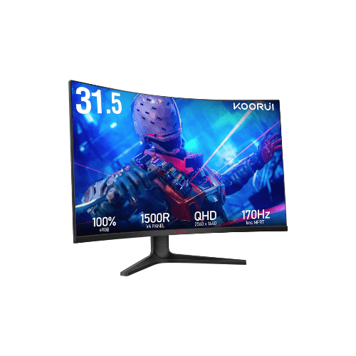 KOORUI 32E6QC Gaming Curved Monitor 32 Inch VA Display QHD Resolution 170Hz Refresh Rate 1ms MPRT Response Time Adaptive Sync Technology 1500R Curvature