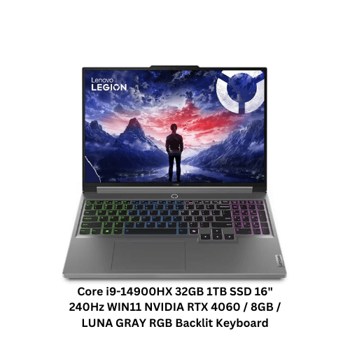 Lenovo Legion 5 16IRX9 Gaming Laptop with LA1 AI Chip, 16 Inch WQXGA (2560x1600) 240Hz Intel i9-14900HX 32GB DDR5 RAM 1TB SSD RTX 4060 8GB RGB Backlit Eng KB Win11 Luna Grey