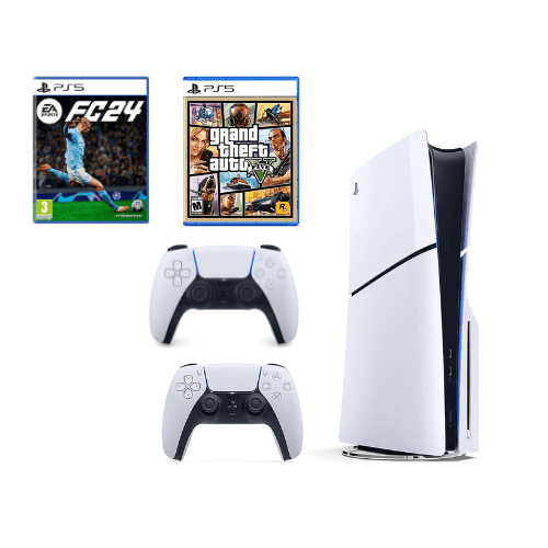 PS5 disc slim gta v fc24 ps5 bundle gamez geek #uae #ksa #oman